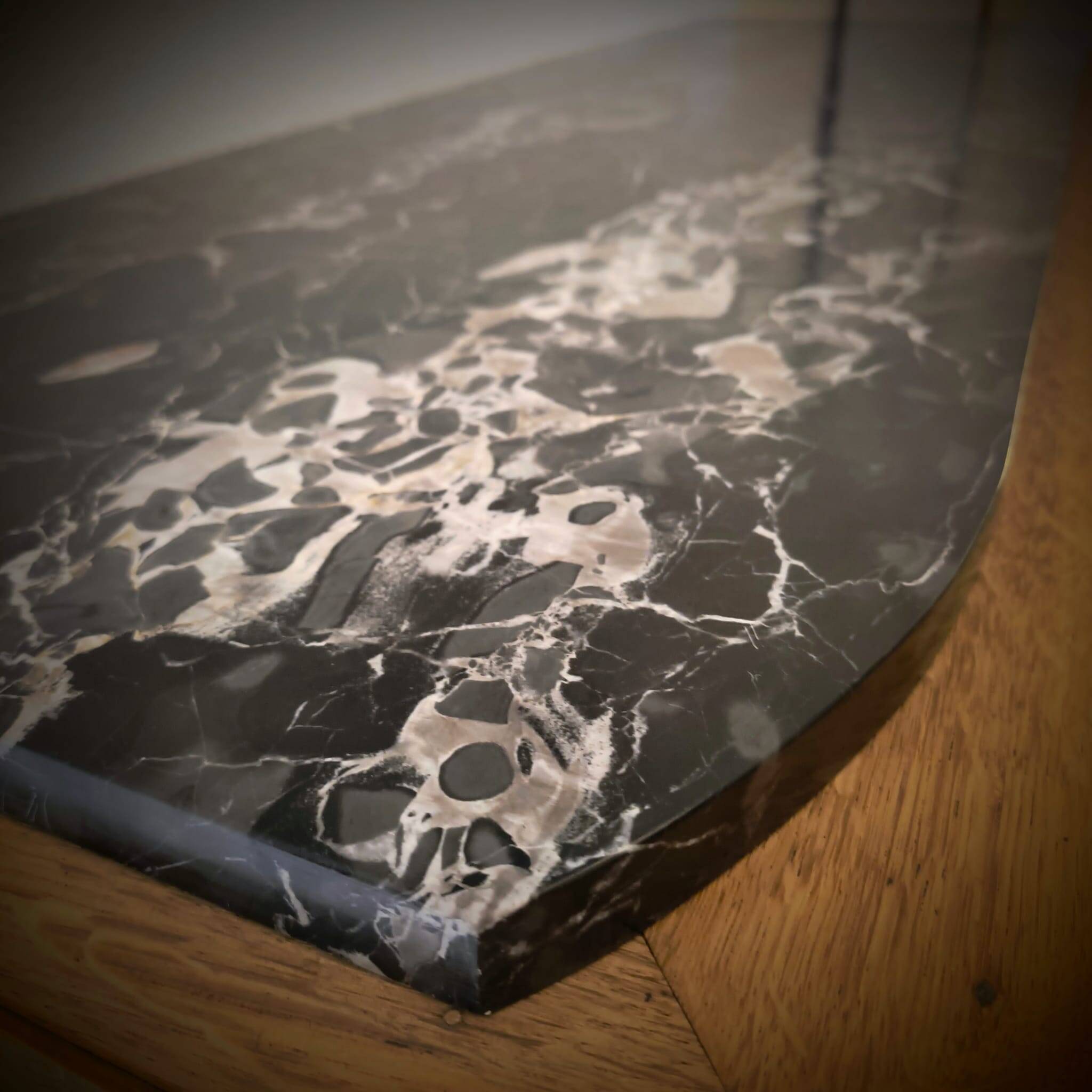 Art Deco Sideboard - Solid Oak - Black Marble