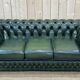 Chesterfield 3-seater sofa in green leather from the 80s