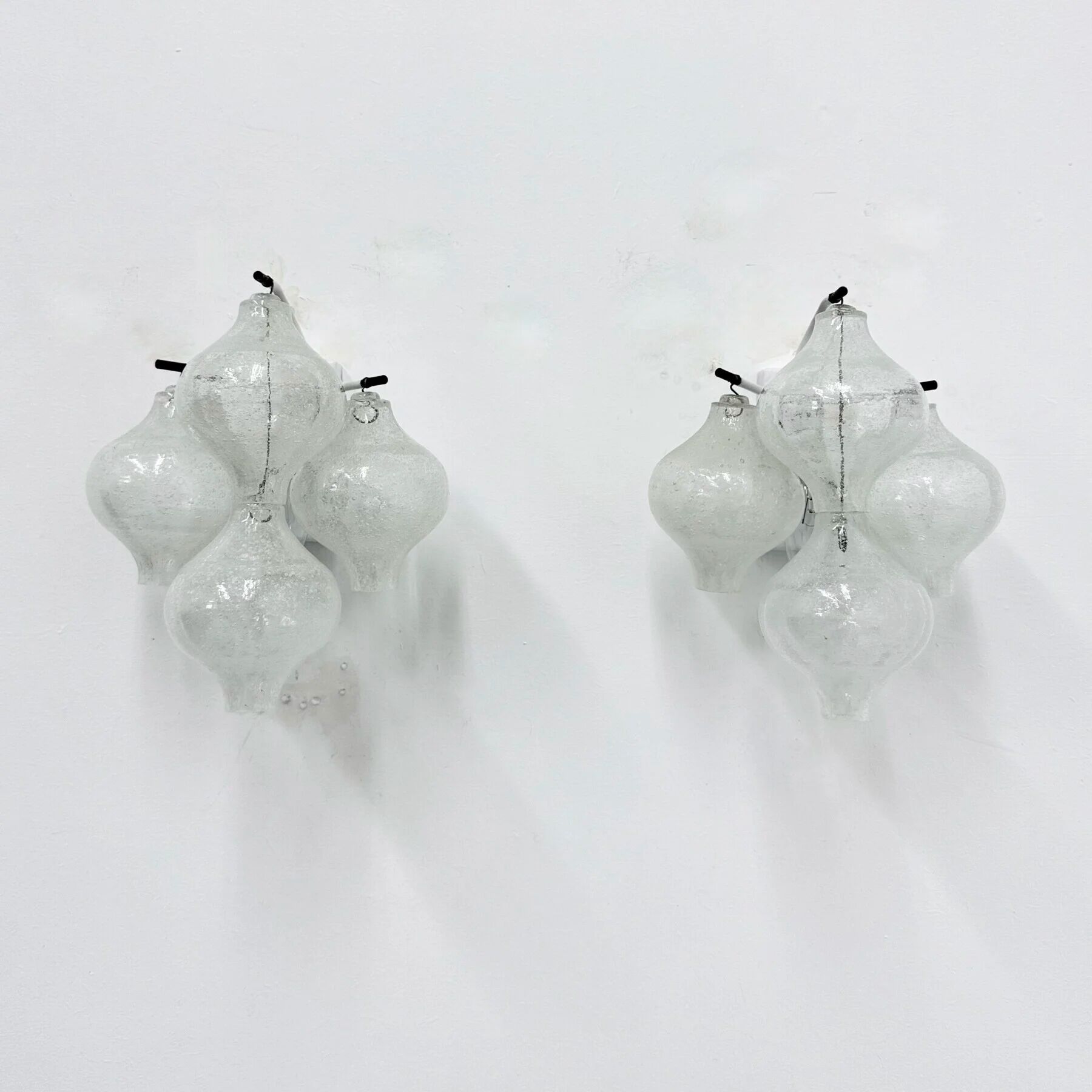 Mid-century Tulipan glass pair of sconces by Kalmar, Austria, 1960s