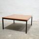 Vintage square modernist coffee table in teak and metal