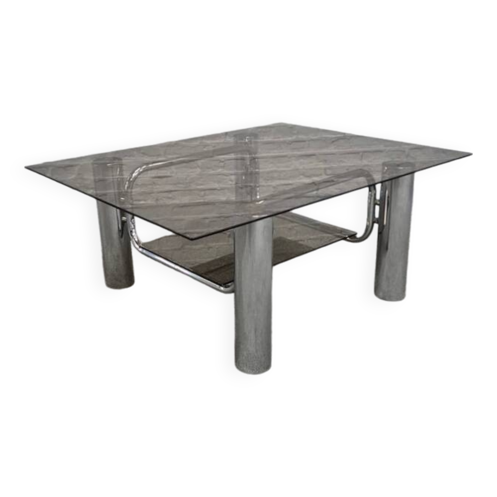 Vintage italian chrome coffee table -1970's