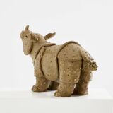 Valérie Courtet rhinoceros sculpture in glazed sandstone circa 2010