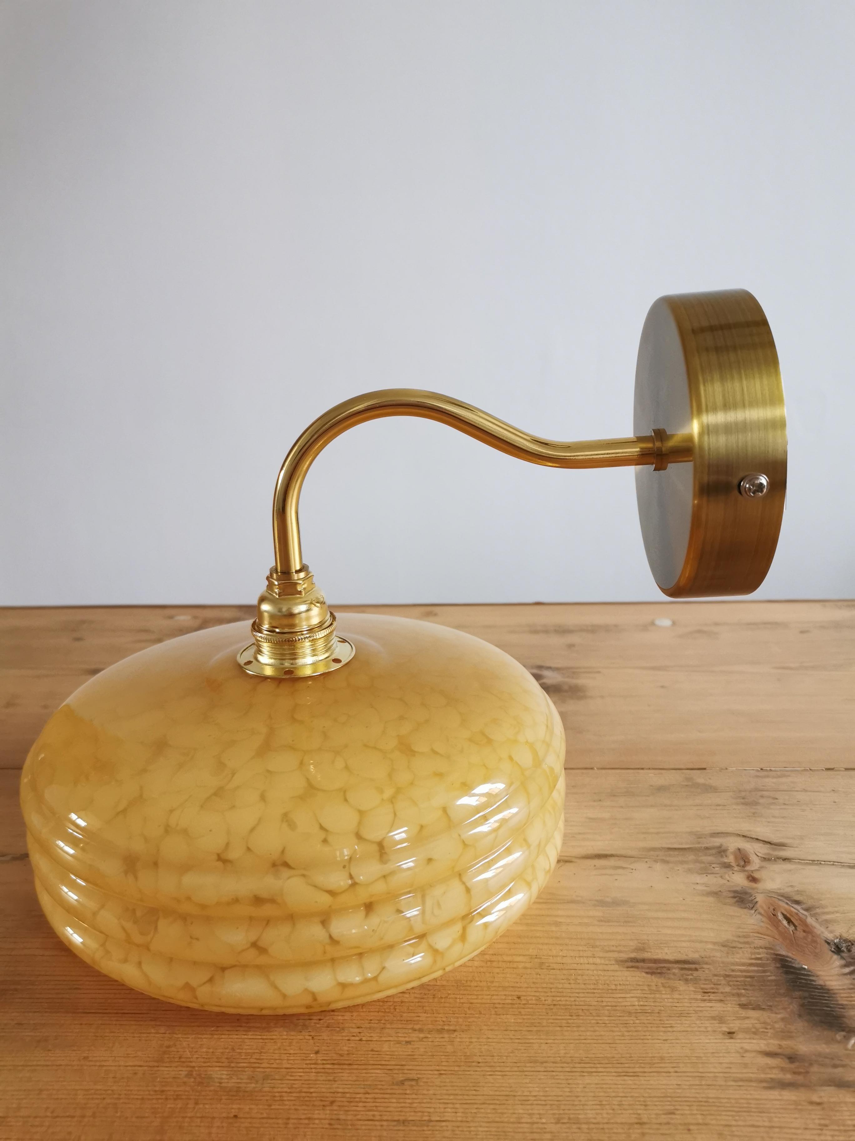 Vintage lampshade wall lamp in yellow Clichy glass
