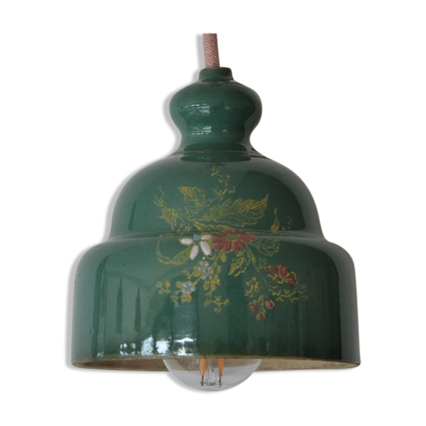 Green ceramic hanging lamp