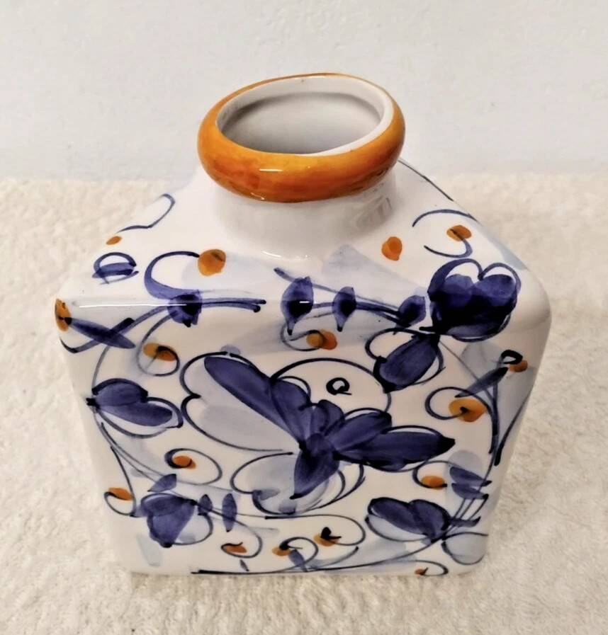Vintage Glazed Ceramic Pottery Soliflore Vase H: 15 cm