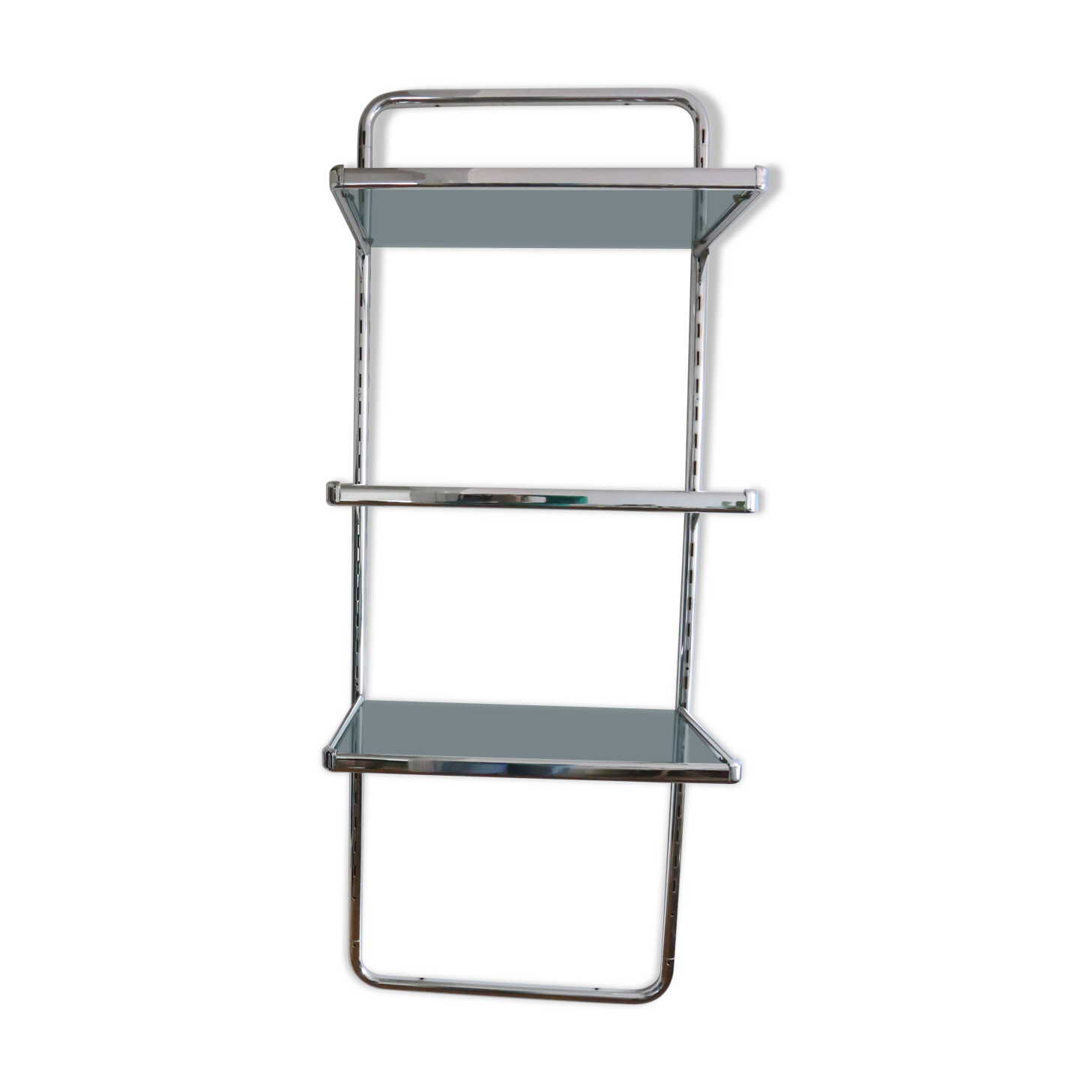 Chrome and glass wall shelf, circa 1960