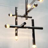 Minimalist chrome ceiling lamp from the mid-century space age by Temde, Switzerland, 1960s.