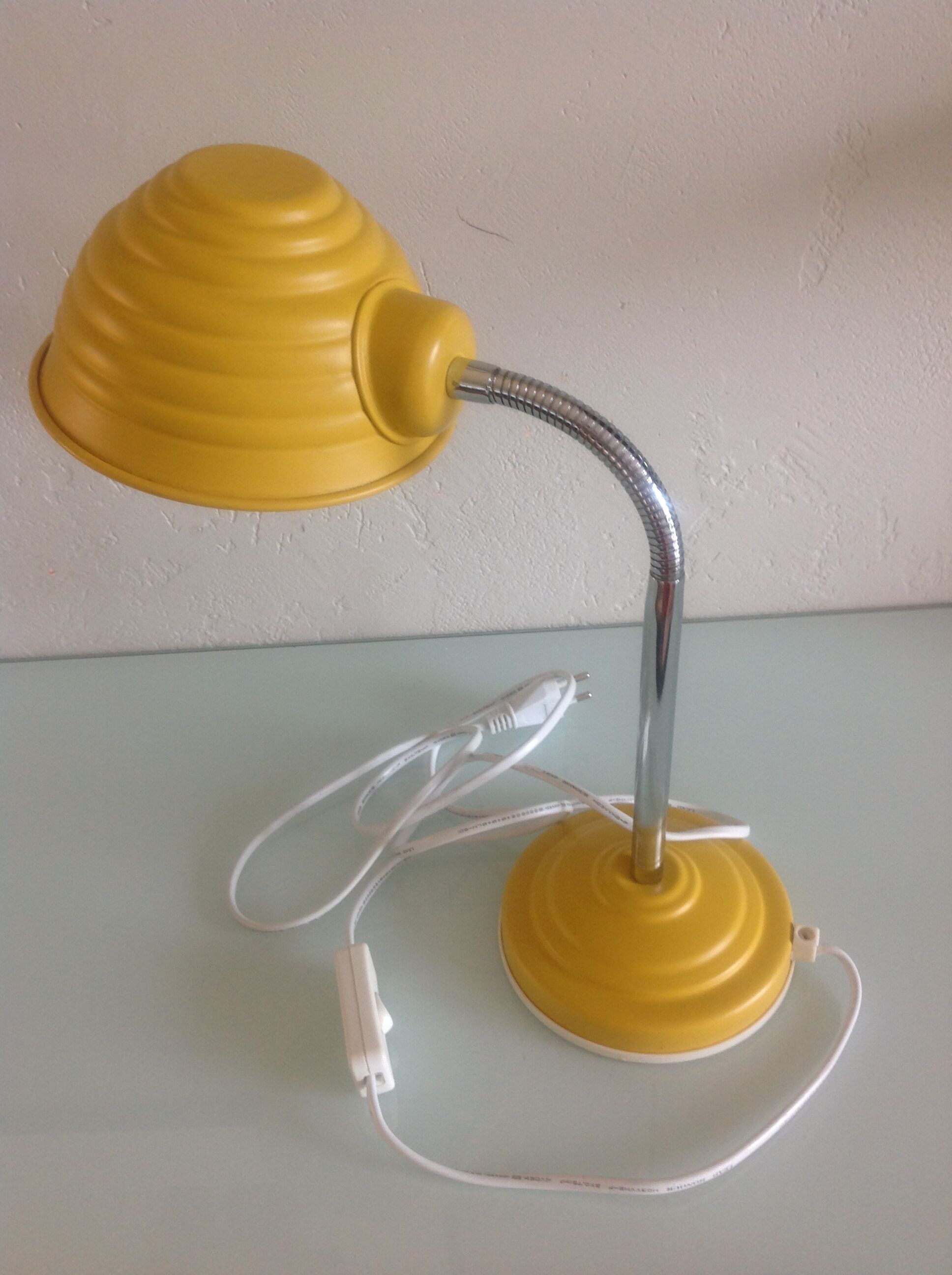 Yellow vintage metal desk lamp 70s