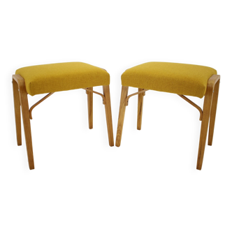 1960s Pair of Wooden Stools, Czechoslovakia