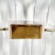 Console table by Charles Hollis Jones in lucite, brass, and glass, 1970.