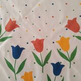 Nappe rectangulaire motifs tulipes pur coton vintage