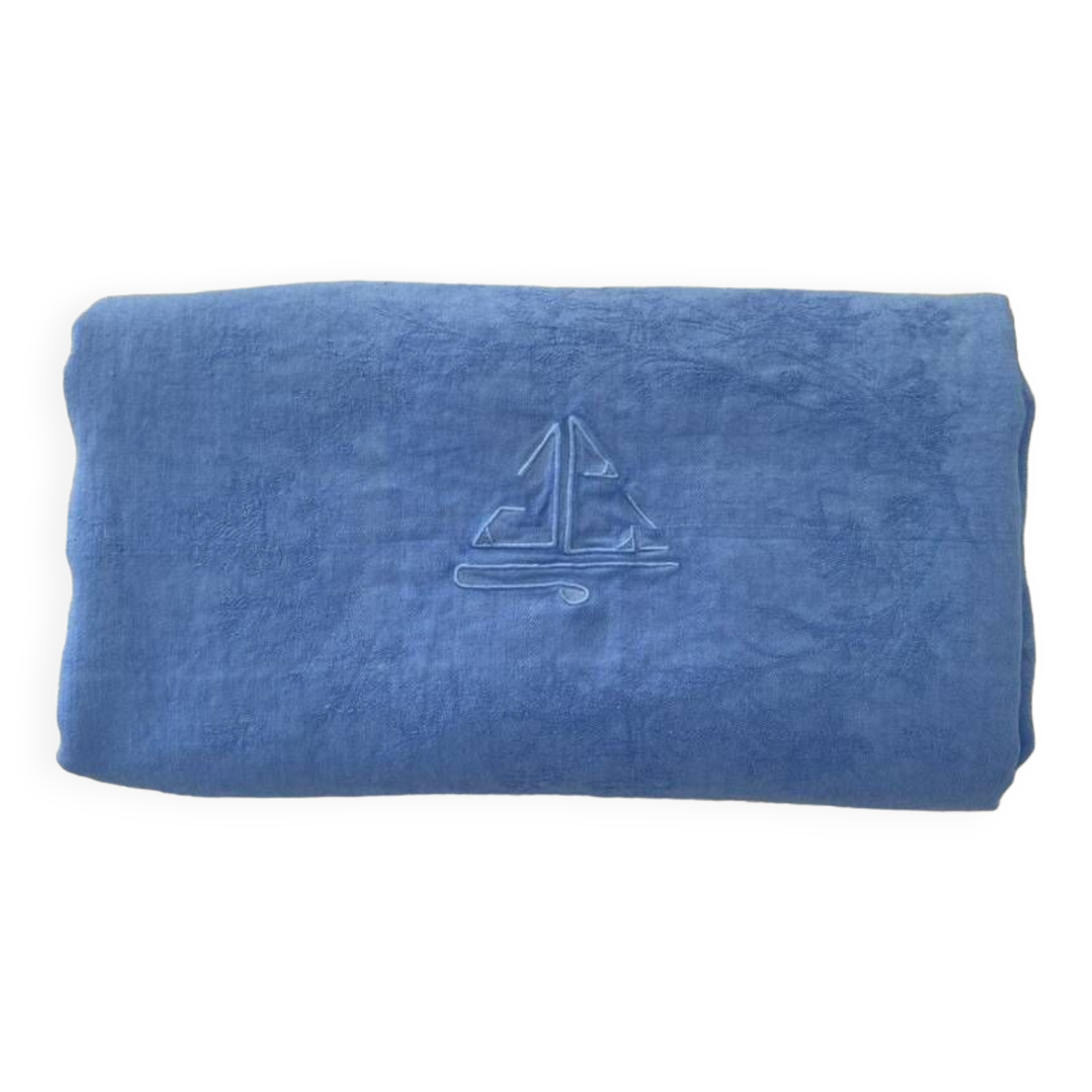 Old monogram damask tablecloth monogrammed "JC" - 170x185 cm - 10 people.