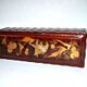 Antique glove box in Red China Lacquer decorated with golden birds