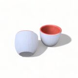 2 6cm ceramic tumblers enameled inside, espresso or aperitif cups