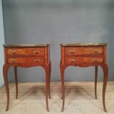 Pair of transitional bedside tables in veneered wood