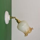 Vintage tulip wall light in white and amber glass