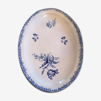 Oval dish in Sarreguemines earthenware fontanges model