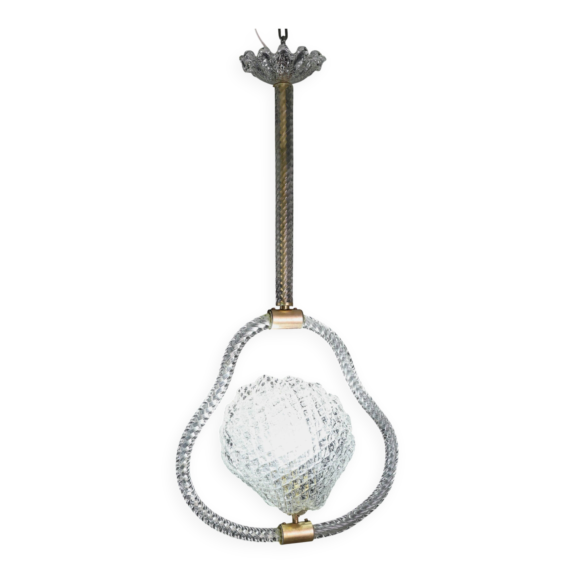 Charming "Shell" Trasparent Murano Glass Chandelier by Barovier e Toso, 194