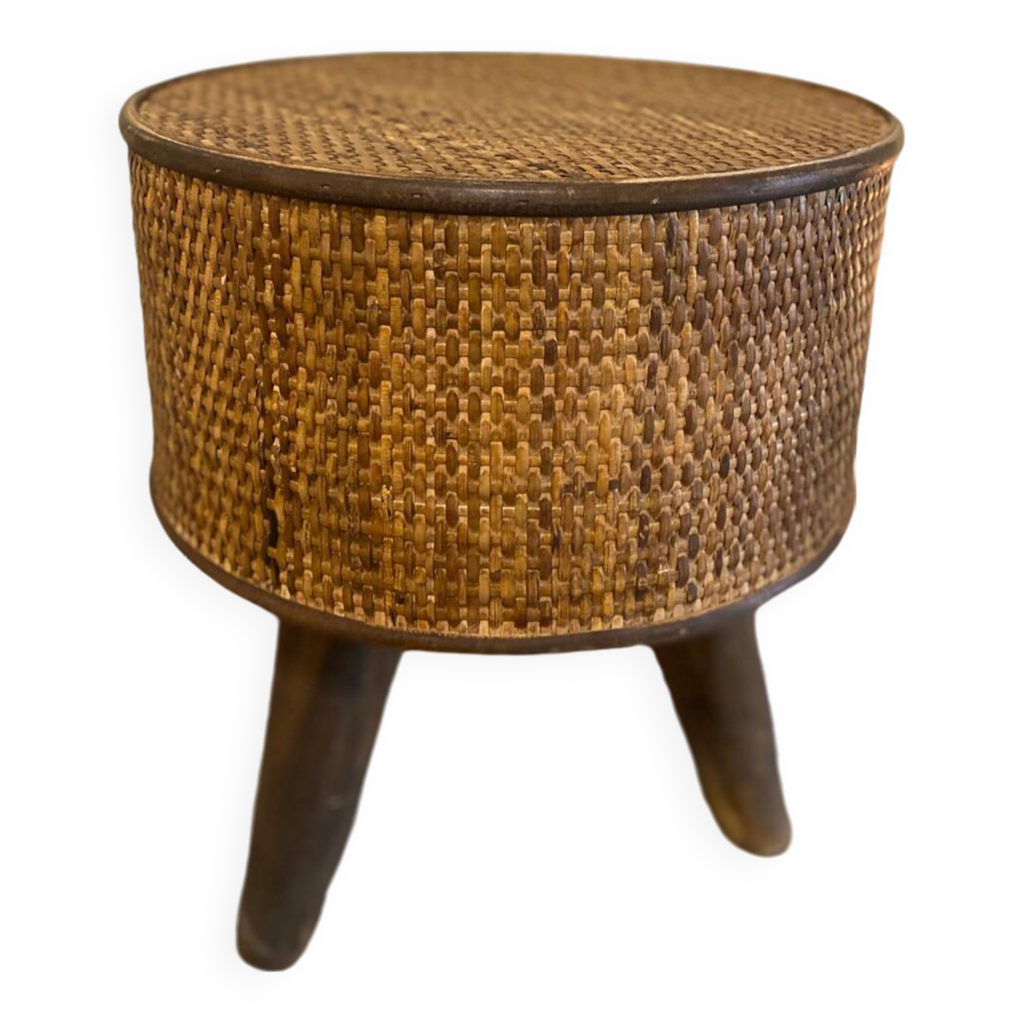 Wood and wicker stool