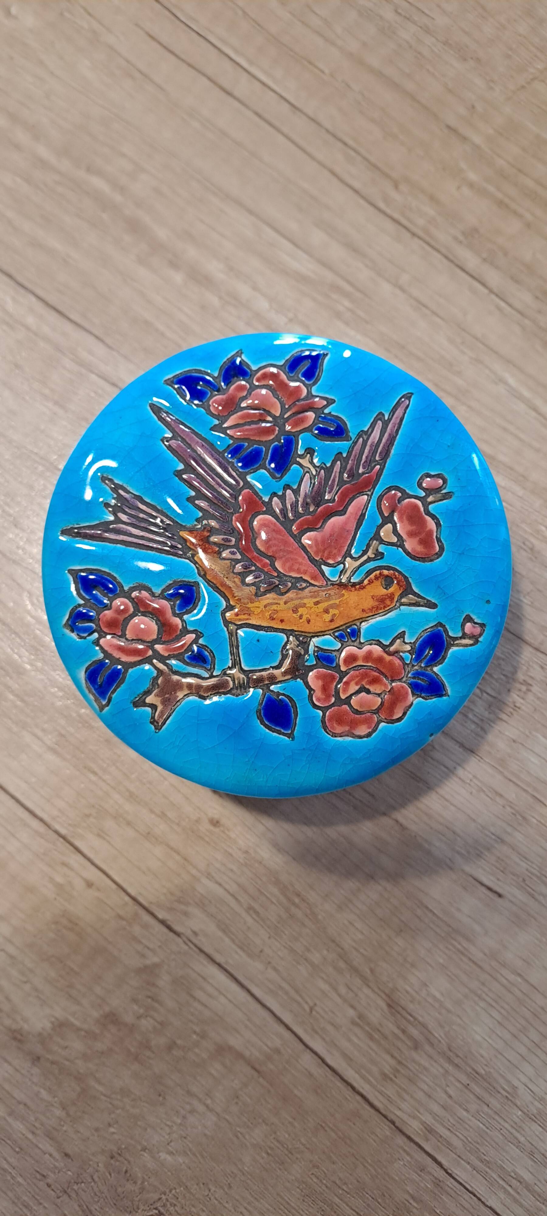 Antique box in Longwy enamels signed Nadia Finco