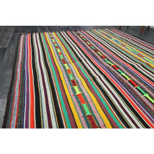 1970s Vintage Turkish Oushak Handmade Wool Cotton Yellow Area Rug 185x267