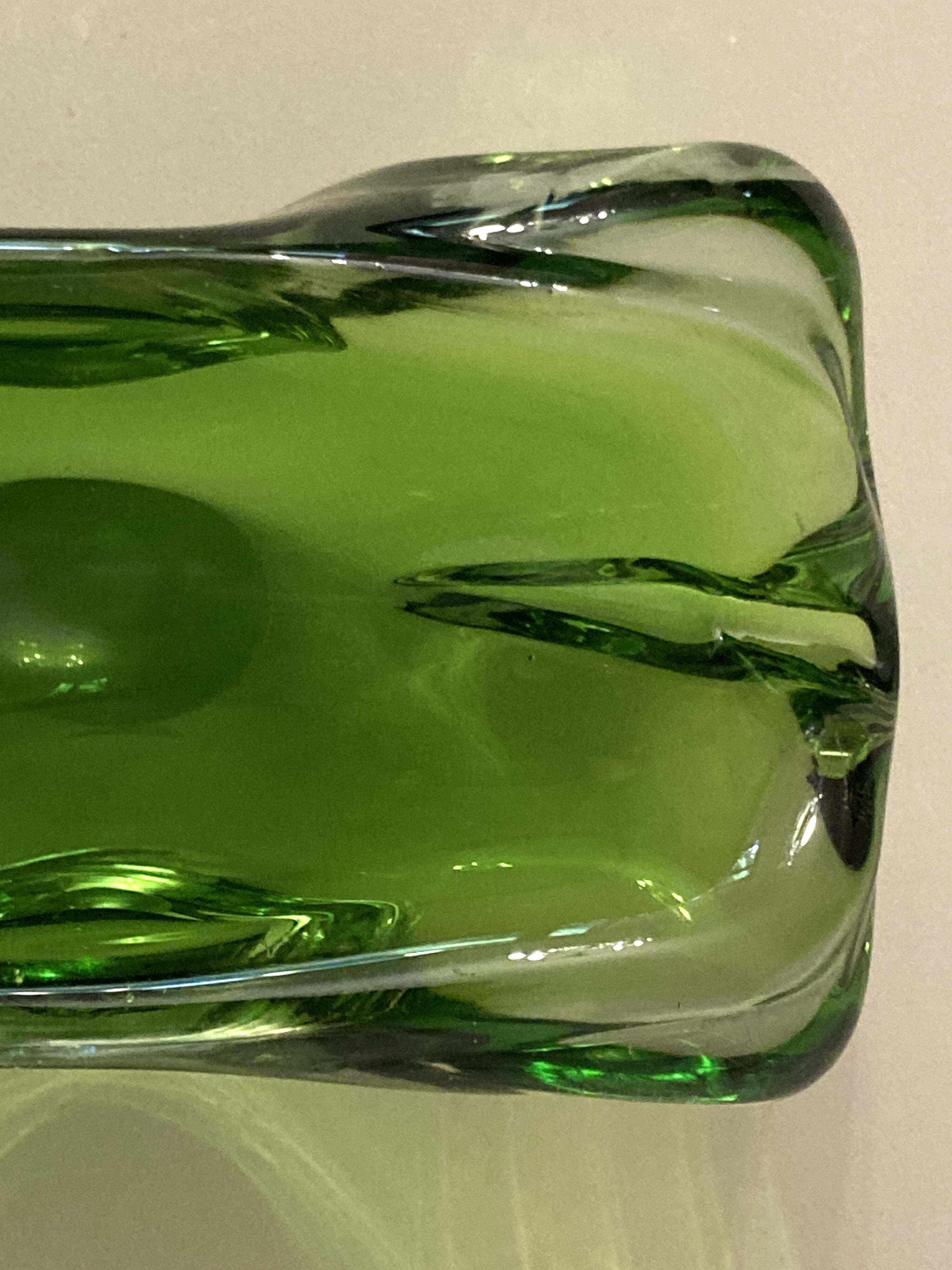 Murano iridescent green pocket tray