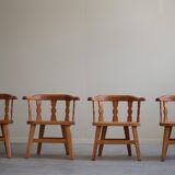 Set of 4 modern Norwegian armchairs by Krogenæs, solid pine, 1950s.
