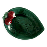 Vintage empty pocket in ceramic and slip in the shape of a leaf and radish