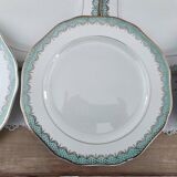 Set of 11 Longwy France earthenware dinner plates, Trianon model