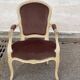 Fauteuil cabriolet Louis XV en bois massif beige et tissu velours