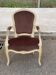 Louis XV cabriolet armchair in solid wood, beige and velvet fabric.