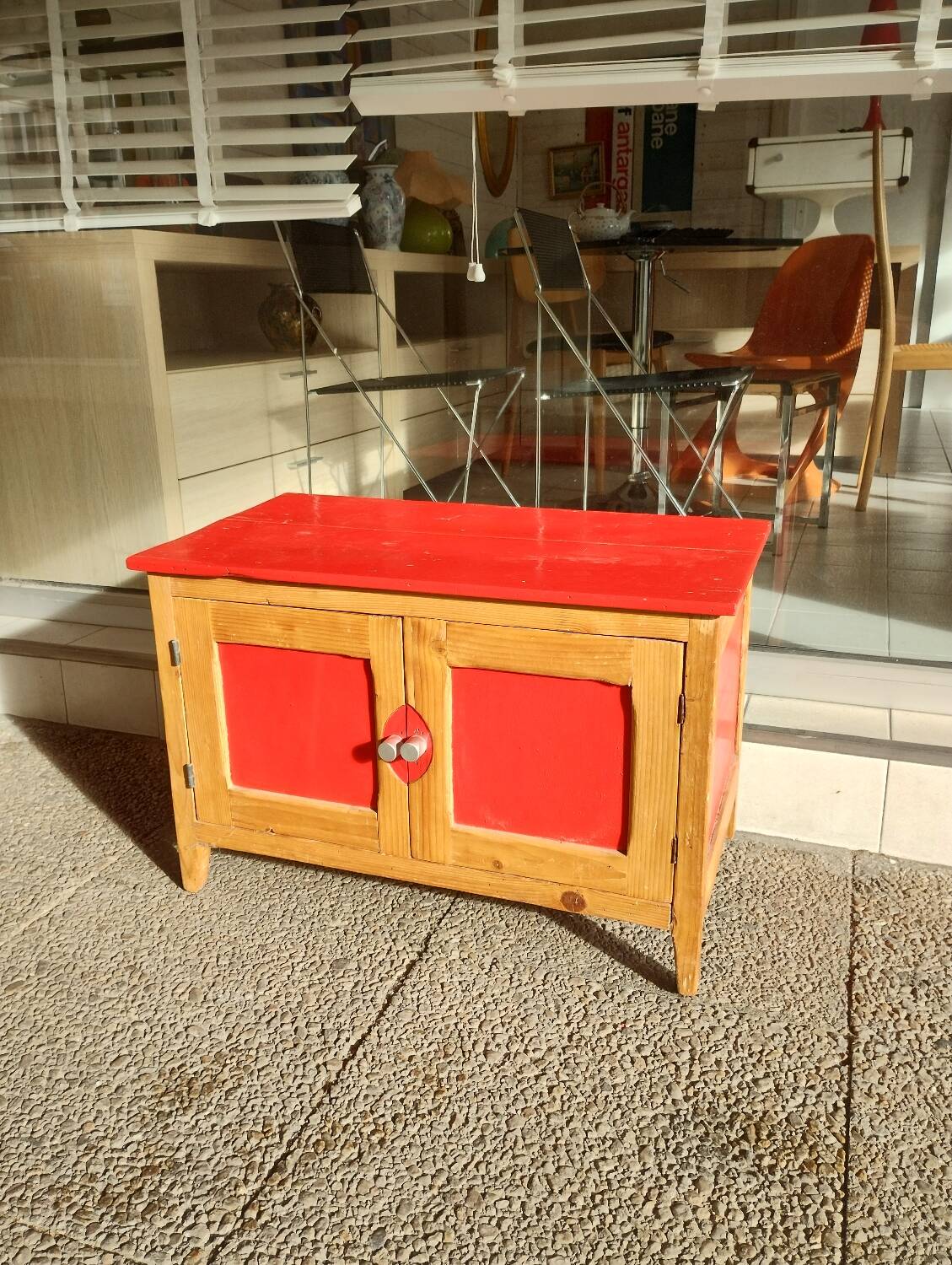 Old painted wooden sideboard