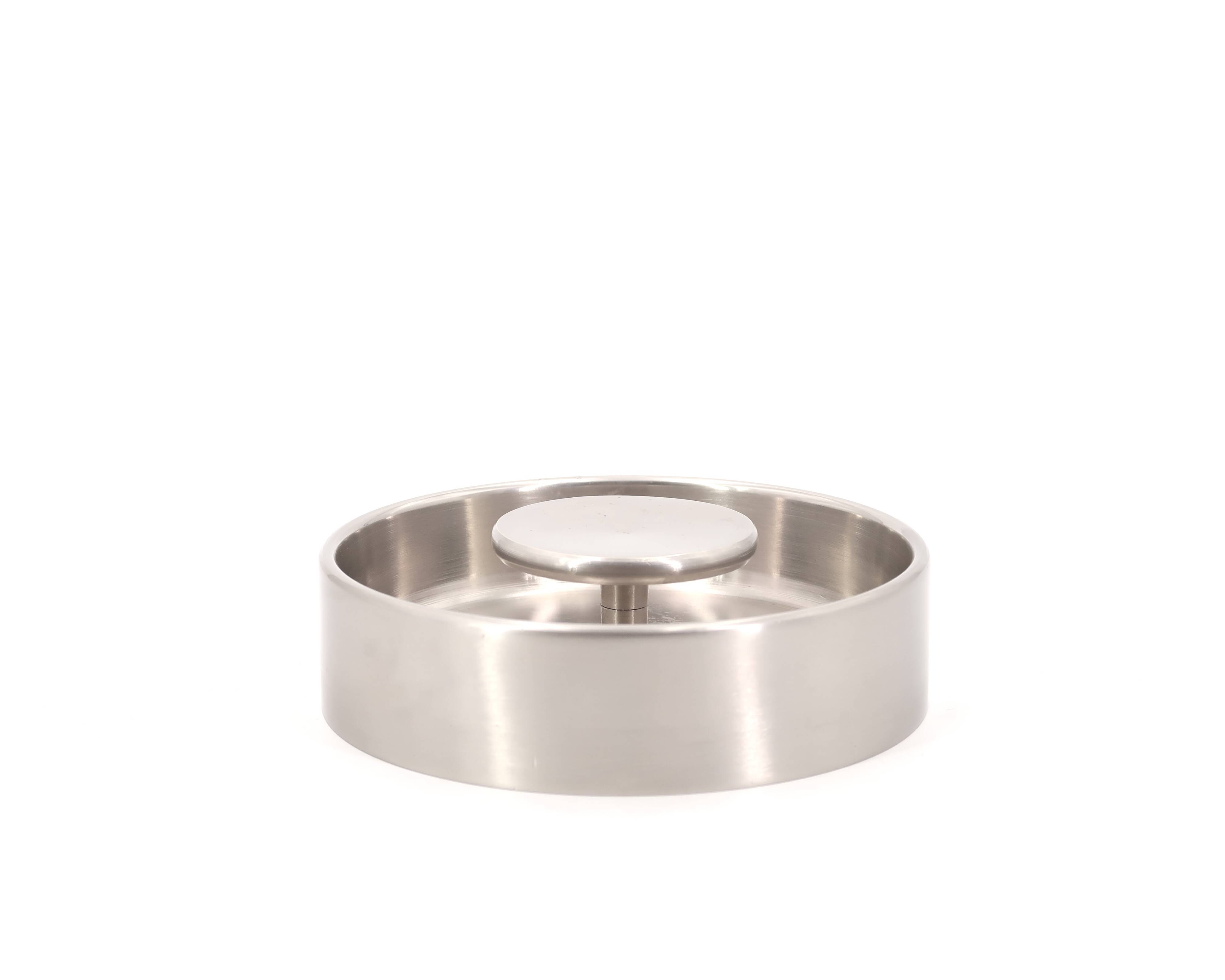 Tecno Design round steel ashtray, 70s