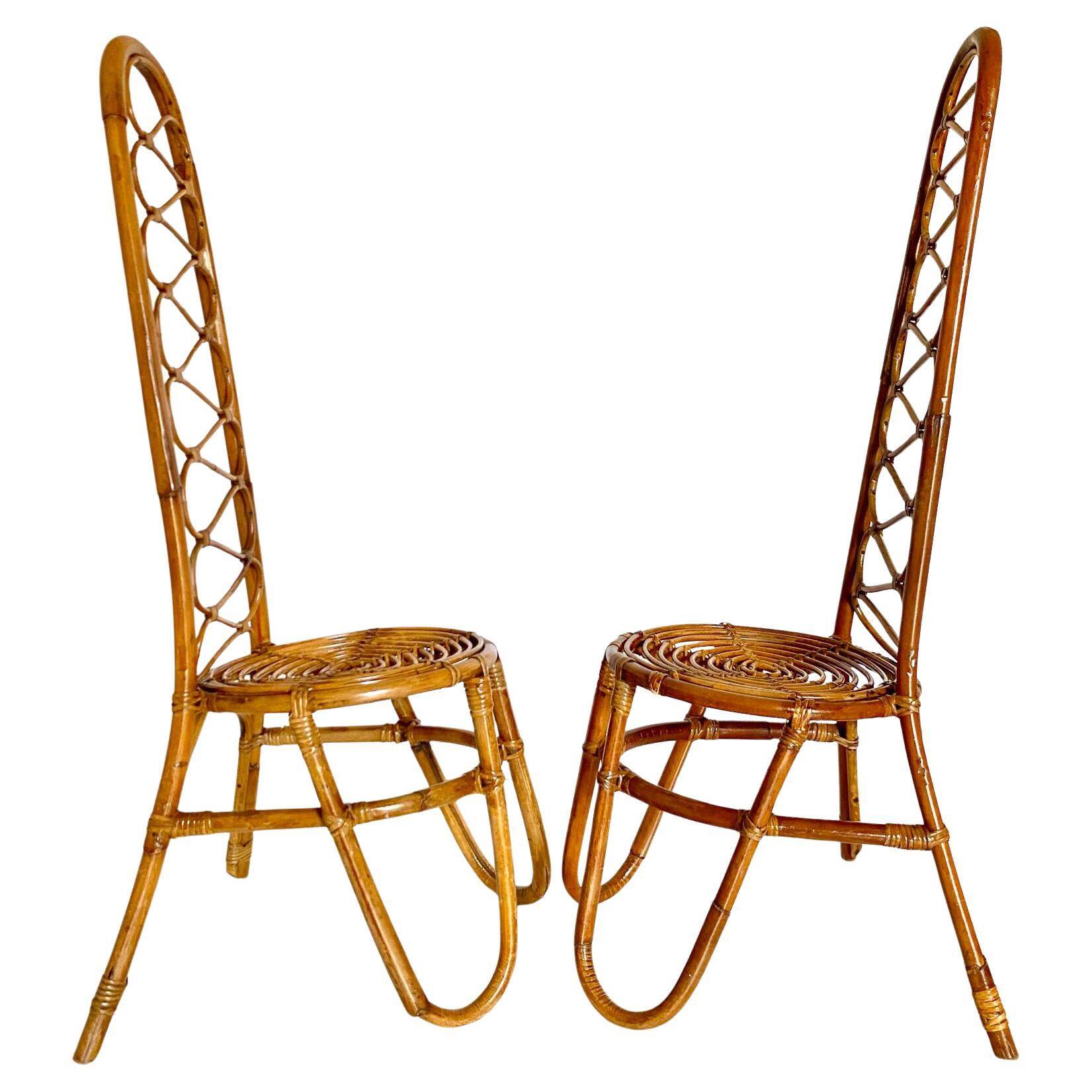 Mid Century Modern Bonacina Bamboo Chairs, set of two, Italy 1960s