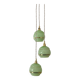 Vintage art deco triple globe pendant light in mint and gold glass