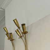 Pair of vintage wall lamps, solid brass, France 1950