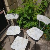 Set of 2 formica chairs type marble + 1 stool