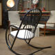 Rocking chair in black lacquered metal 1970