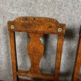 Krieger Paris: series of 4 Louis XVI chairs in burl, rosewood and walnut circa 1880
