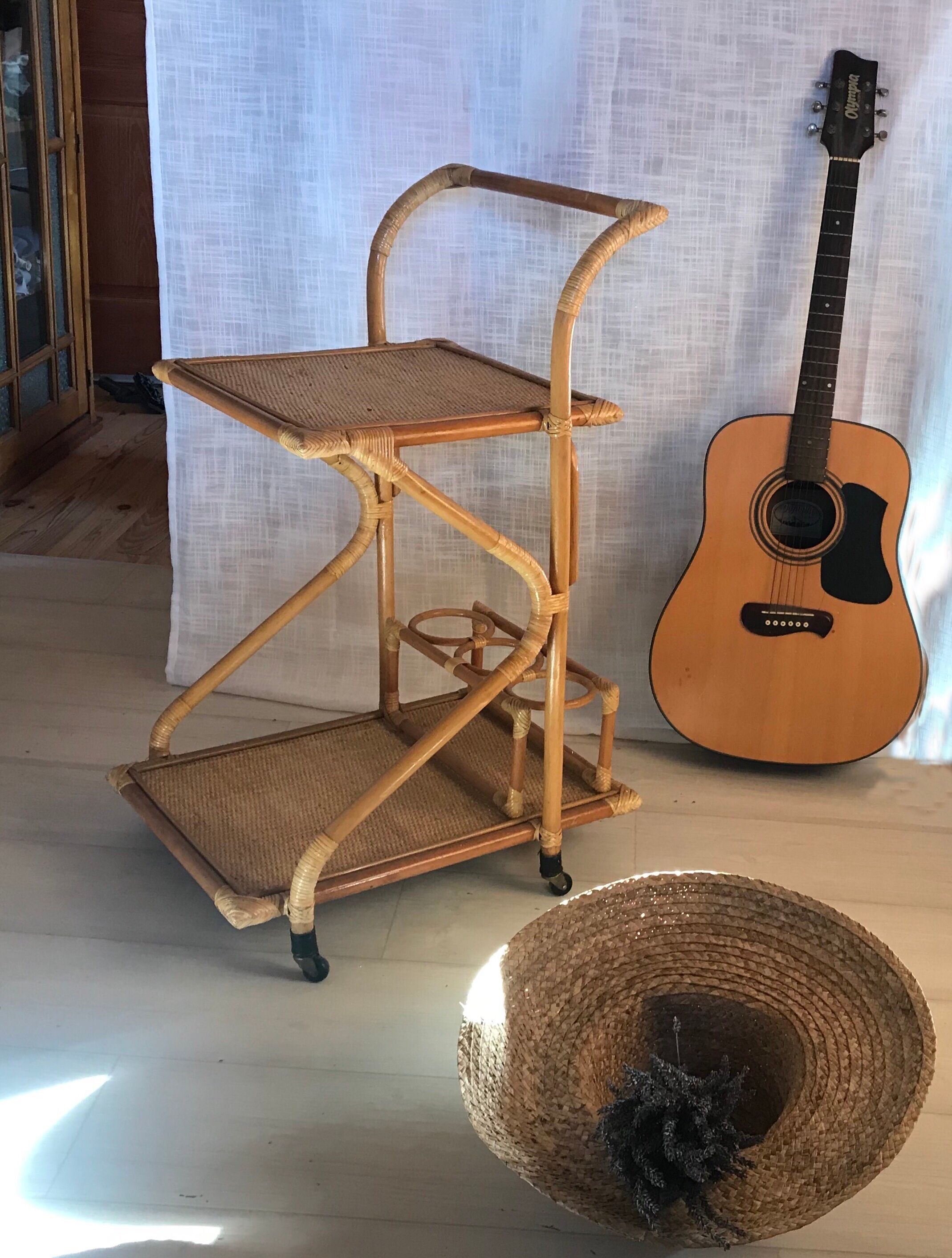 Rattan bar trolley 50/60s
