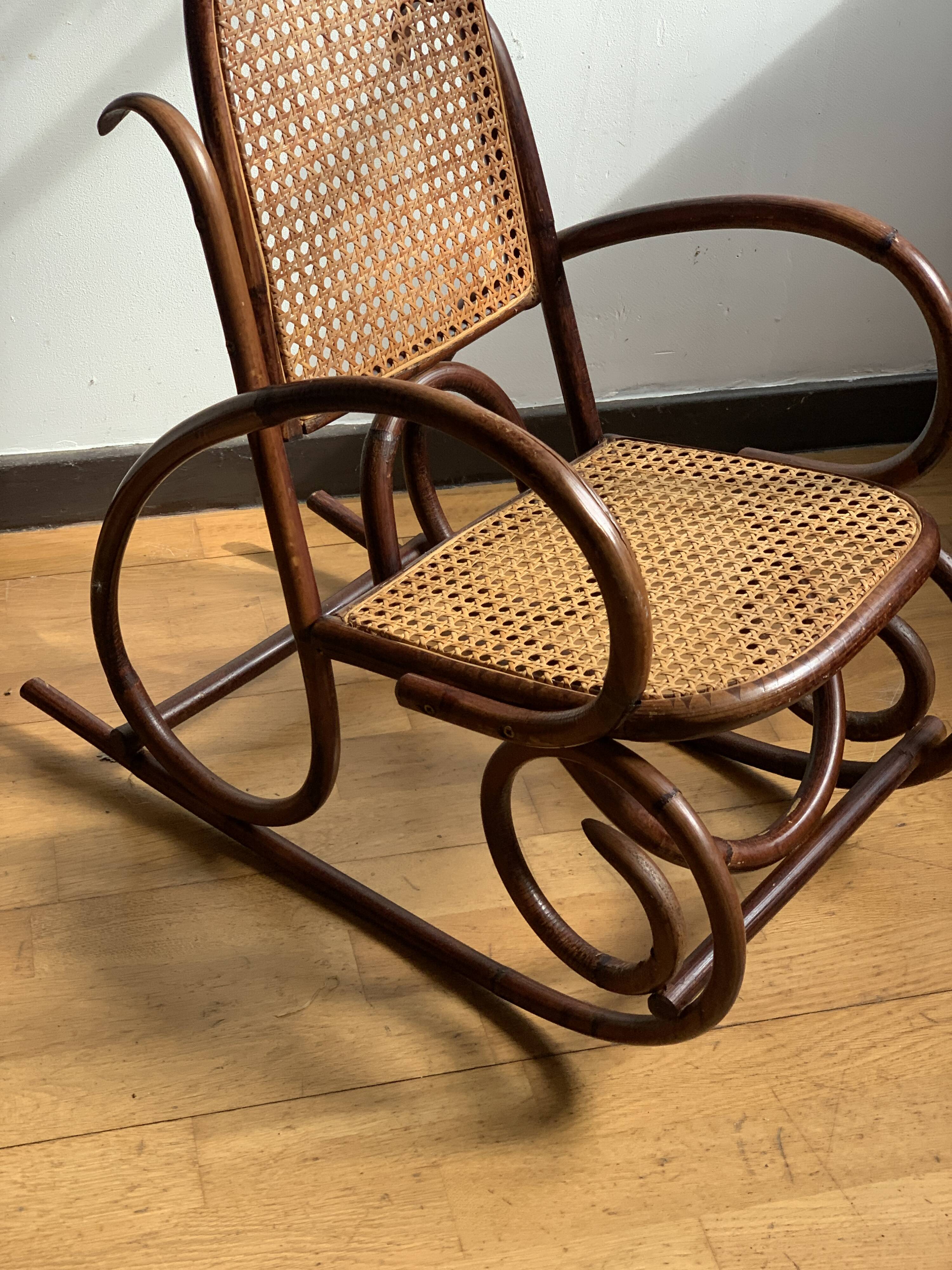 Bent wood children's rocking chair