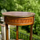 Small side table in precious wood marquetry in the Louis XV style.