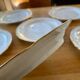 6 fine porcelain dinner plates with gold frieze