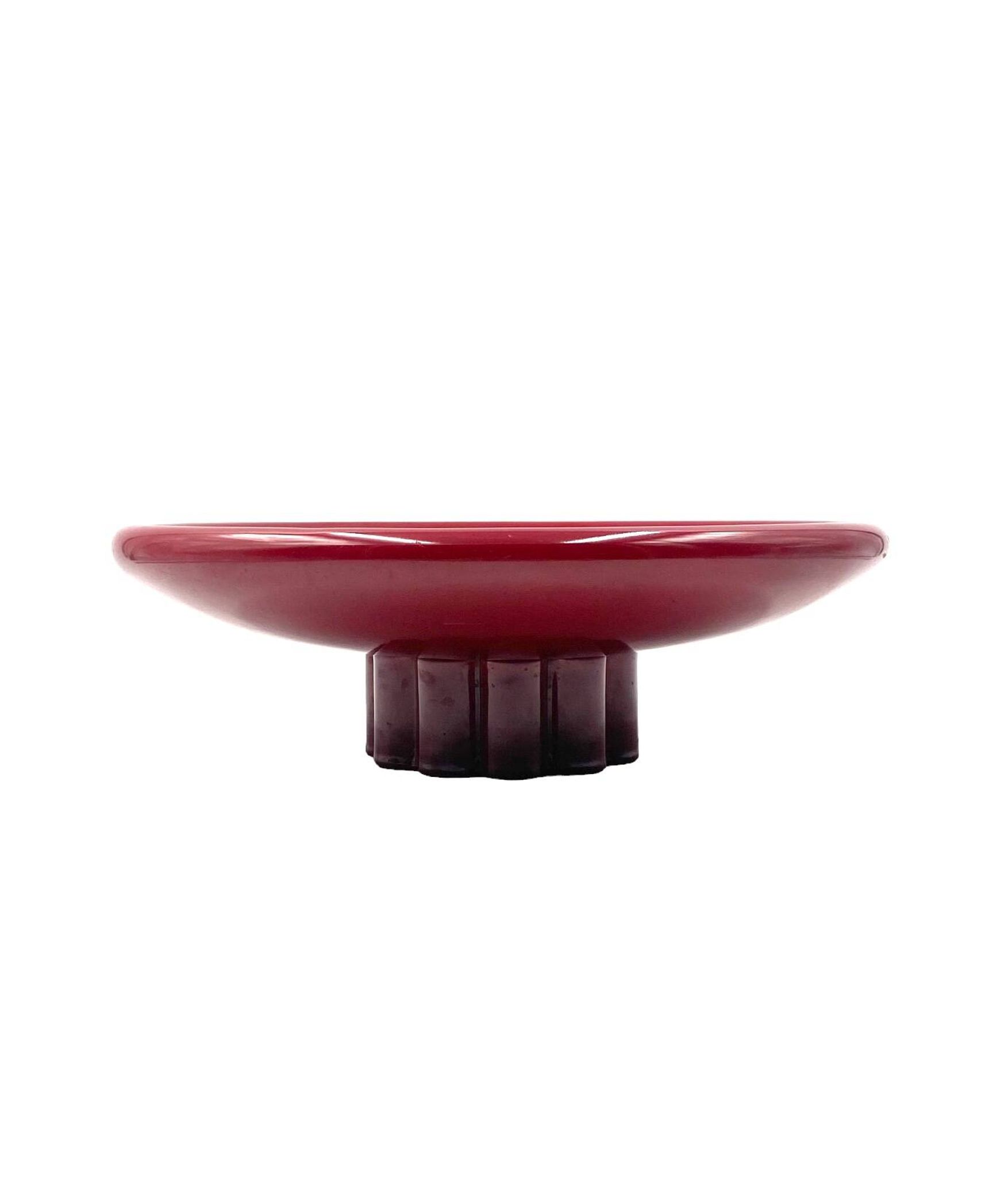Paul Millet, Modern red vide poche / centerpiece, Sevres France 1930s