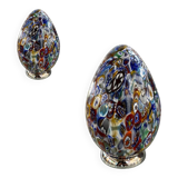 Murano glass venetian multicolored millefiori murrine table lamp, lot of 2 or a pair of chandeliers