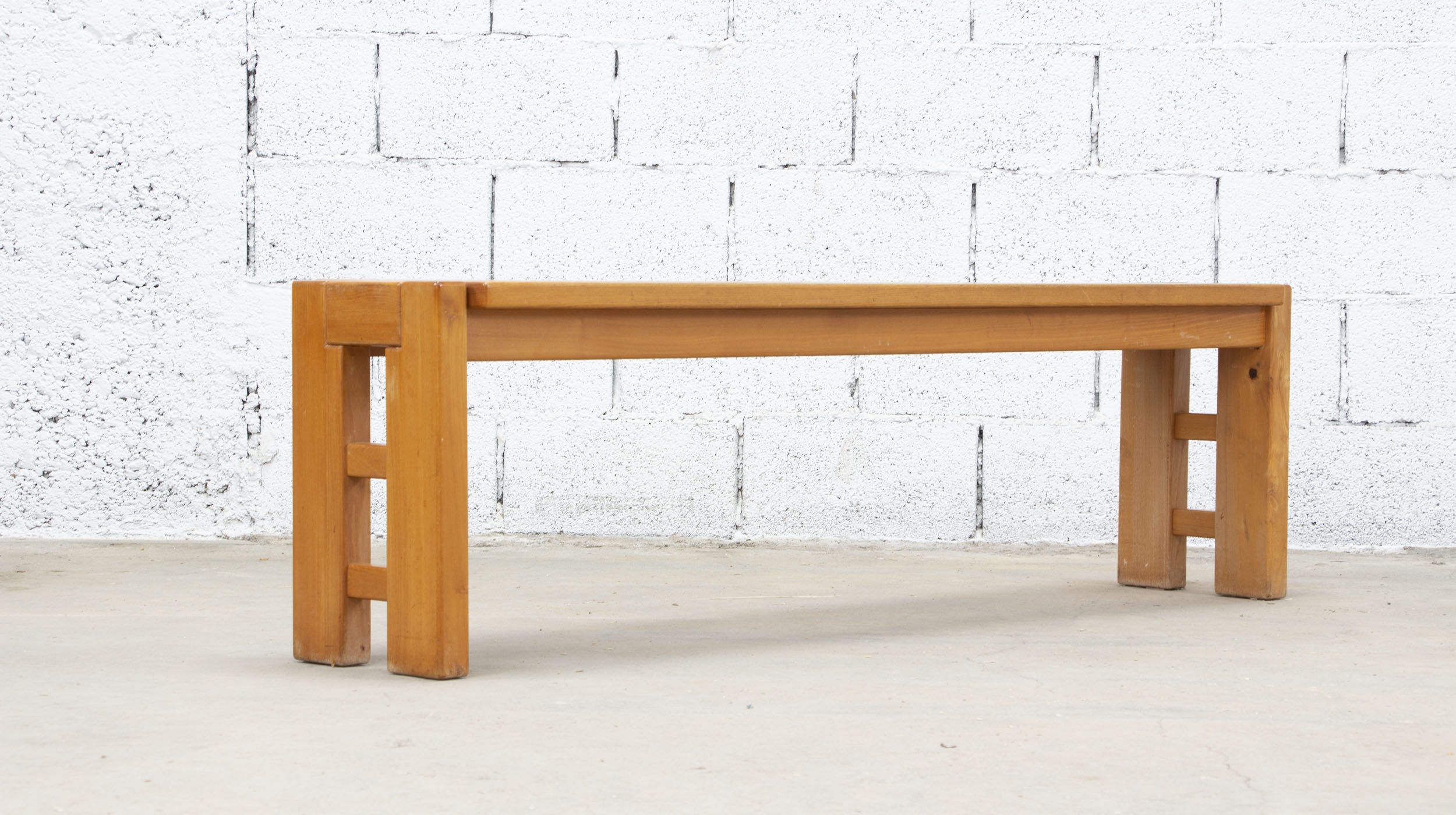 Vintage solid elm bench for Maison Regain