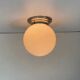 Old globe in opaline vintage wall or ceiling light diameter 20 cm and aluminum base LAMP-7174