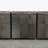 Grey leather elements design sofa 3 elements + footstool
