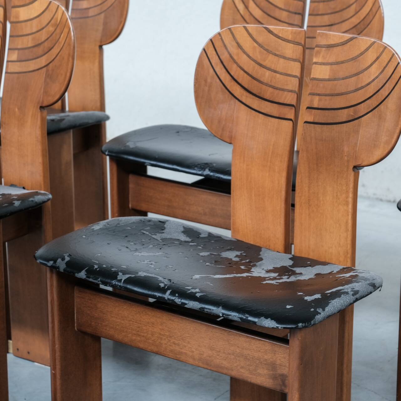 Set of Six 'Africa' Mid-Century Italian Dining Chairs by Scarpa