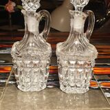 Pair of cut crystal bottles